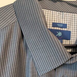 Egara dress shirt XXL blue/charcoal stripe NWT